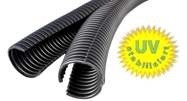 NW12 TWIN corrugated conduit 2-piece UV-stabilized cable protection black